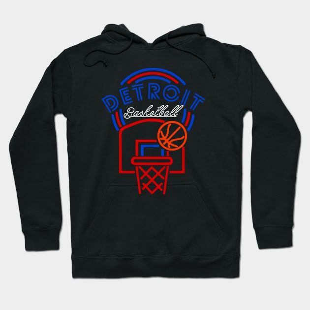 Neon Detroit Basketball Hoodie by MulletHappens